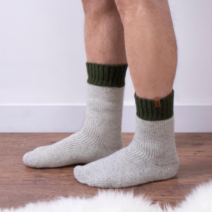 totes® Mens Chunky Thermal Wool Blend Slipper Socks Grey Multi